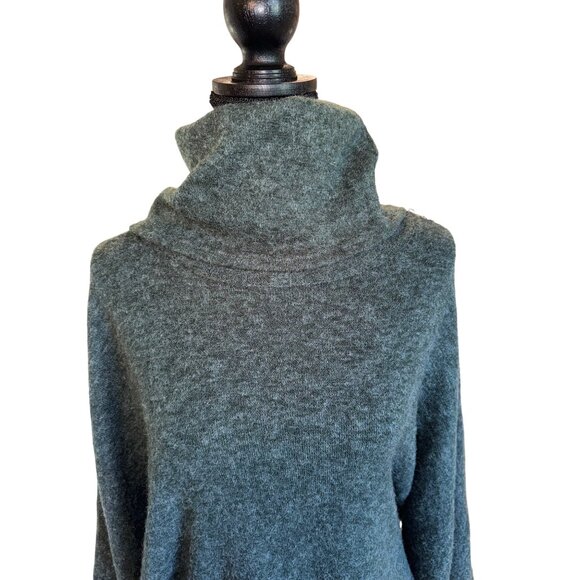 Natural Story Wool Gray Cowl Neck Poncho Sweater With Bow Organic Sustainable M - Picture 3 of 8